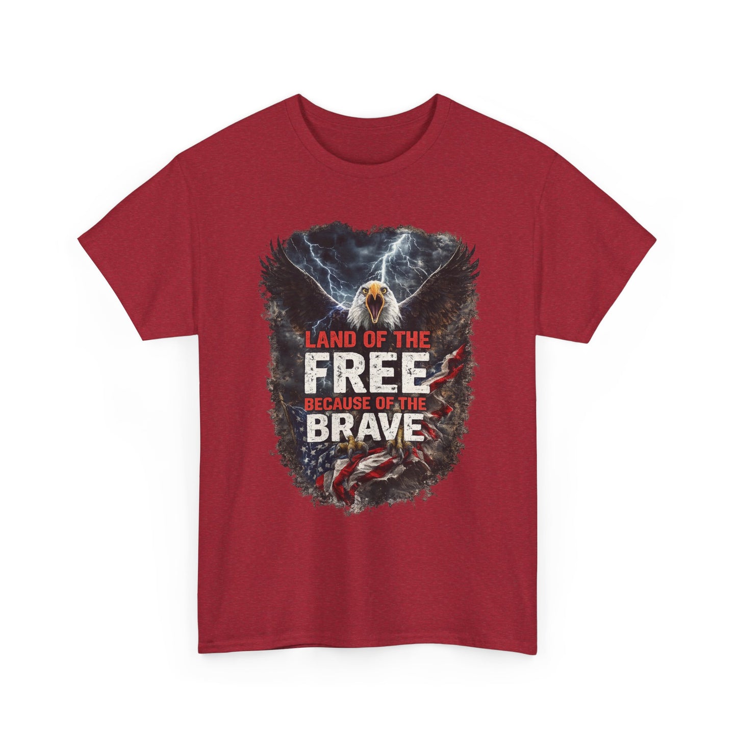 LAND OF THE FREE BECAUSE OF THE BRAVE – Patriotic Eagle T-Shirt