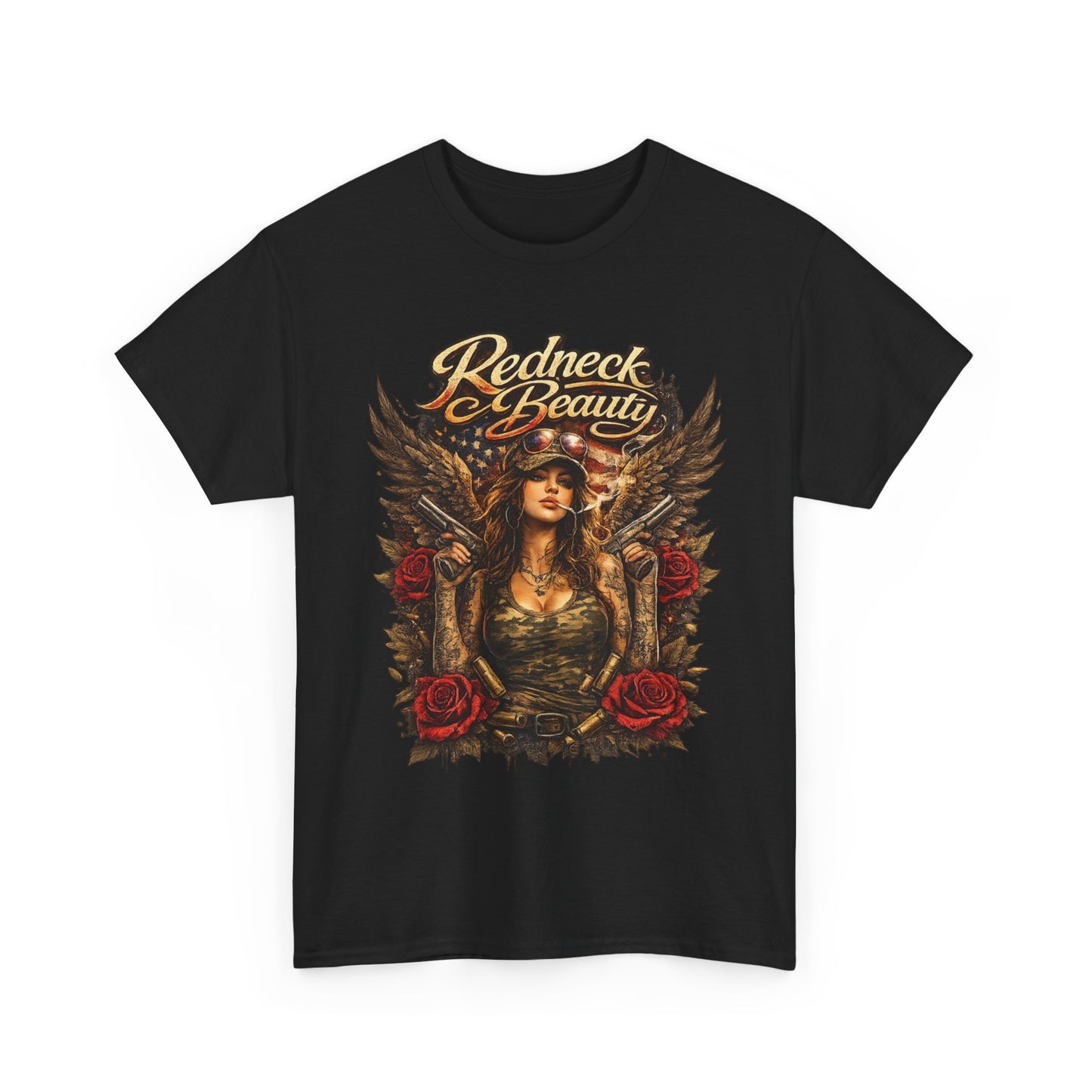 REDNECK BEAUTY WOMEN’S T-SHIRT | BADASS LADIES GRAPHIC TEE | COUNTRY GIRL APPAREL | BOLD AMERICAN STYLE SHIRT