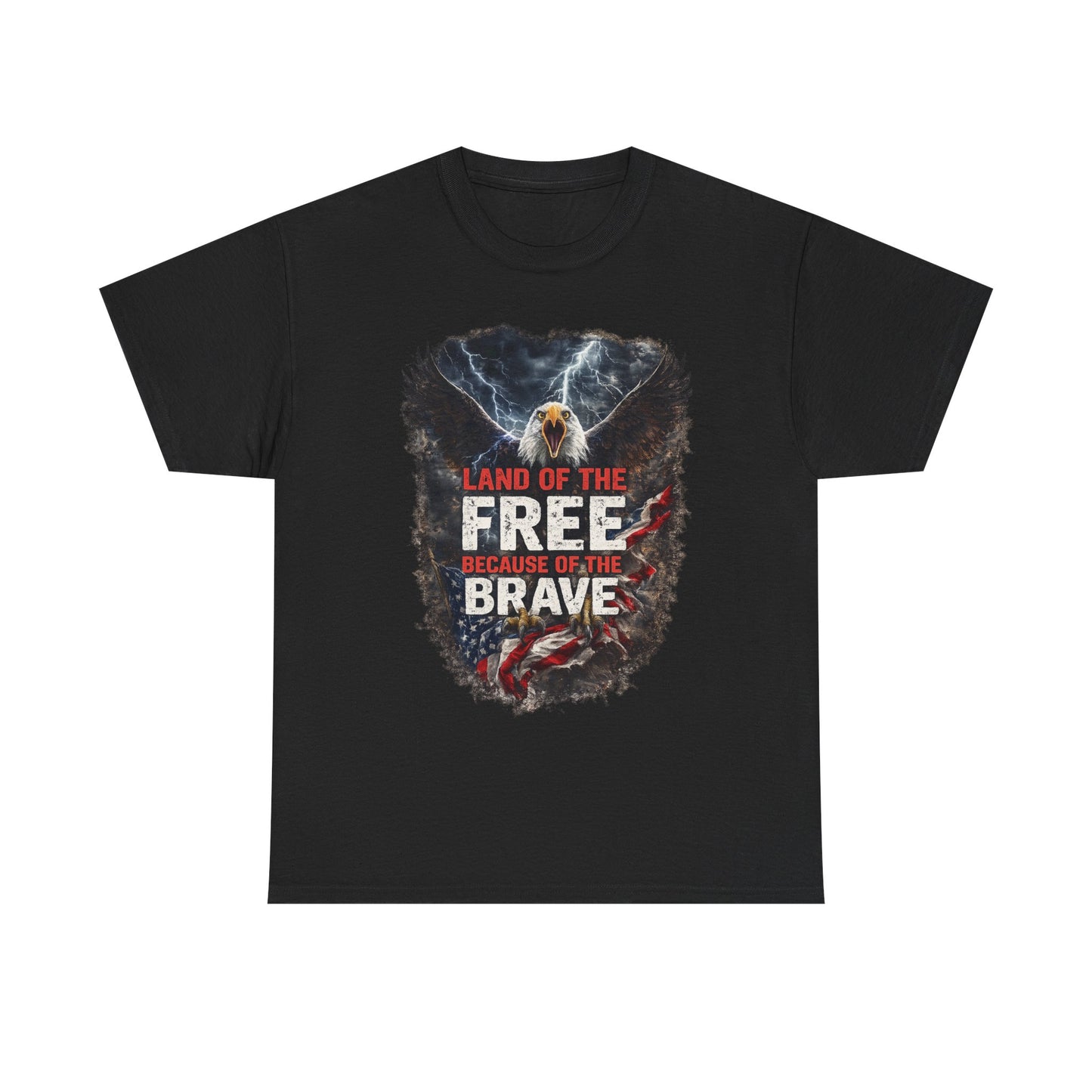 LAND OF THE FREE BECAUSE OF THE BRAVE – Patriotic Eagle T-Shirt