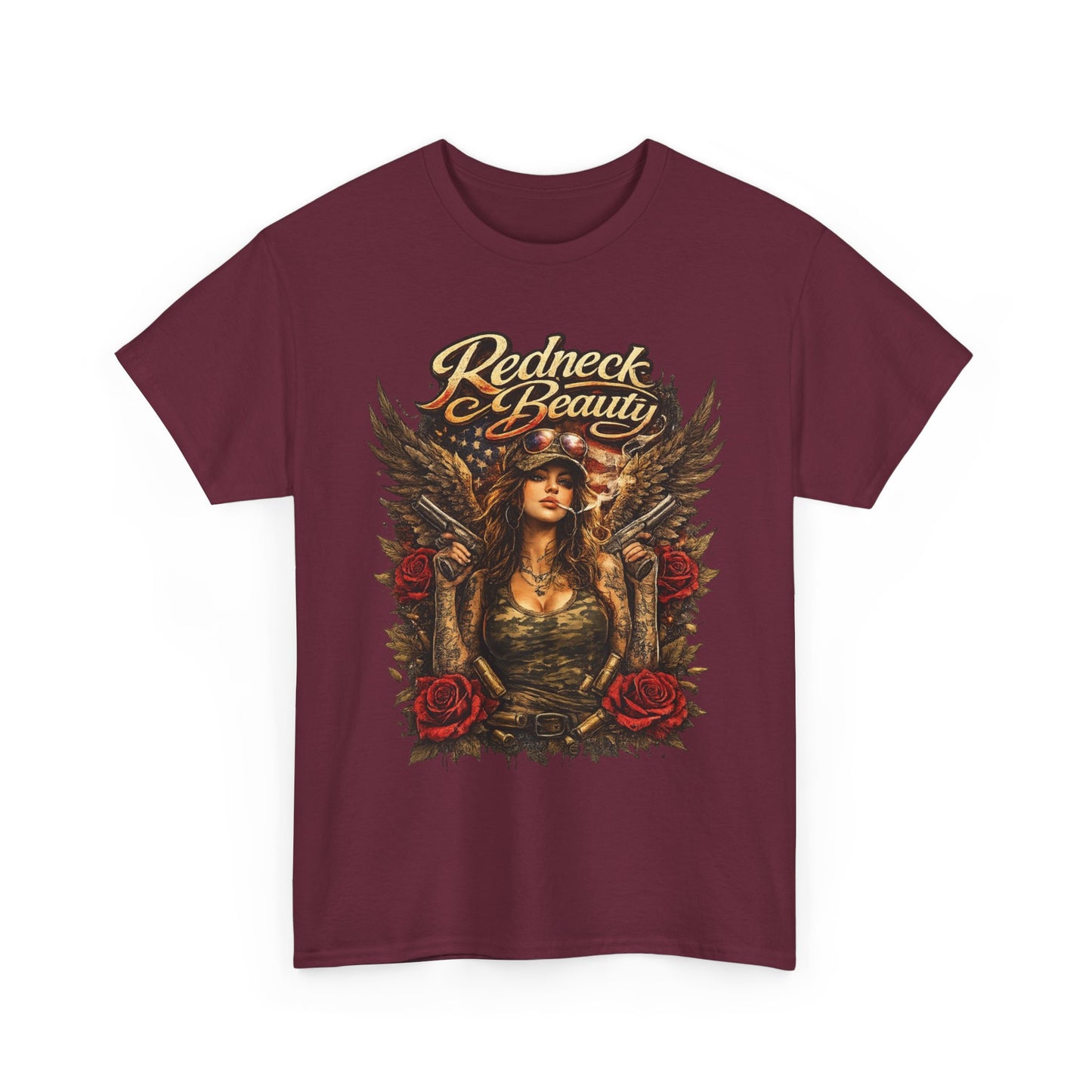 REDNECK BEAUTY WOMEN’S T-SHIRT | BADASS LADIES GRAPHIC TEE | COUNTRY GIRL APPAREL | BOLD AMERICAN STYLE SHIRT