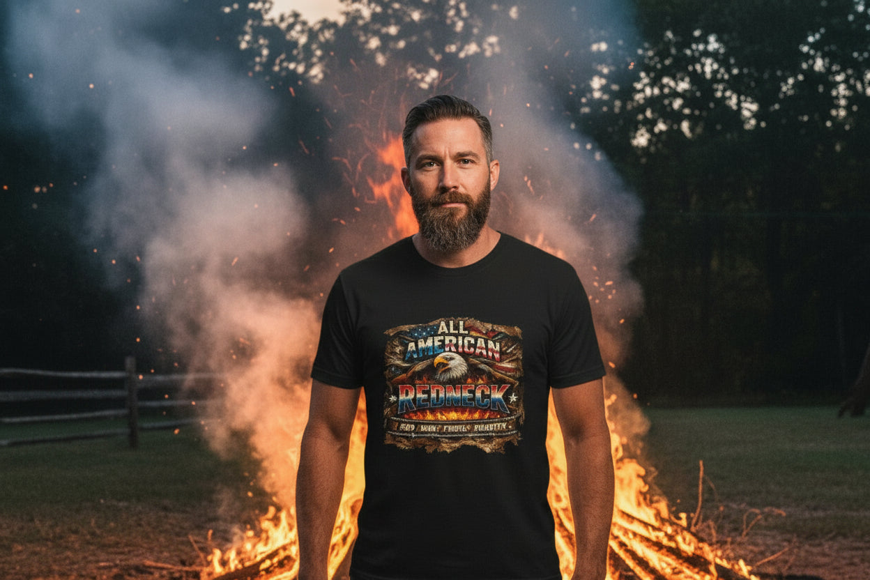 ALL AMERICAN REDNECK T-SHIRT – GOD GUNS TRUCKS COUNTRY PATRIOTIC TEE
