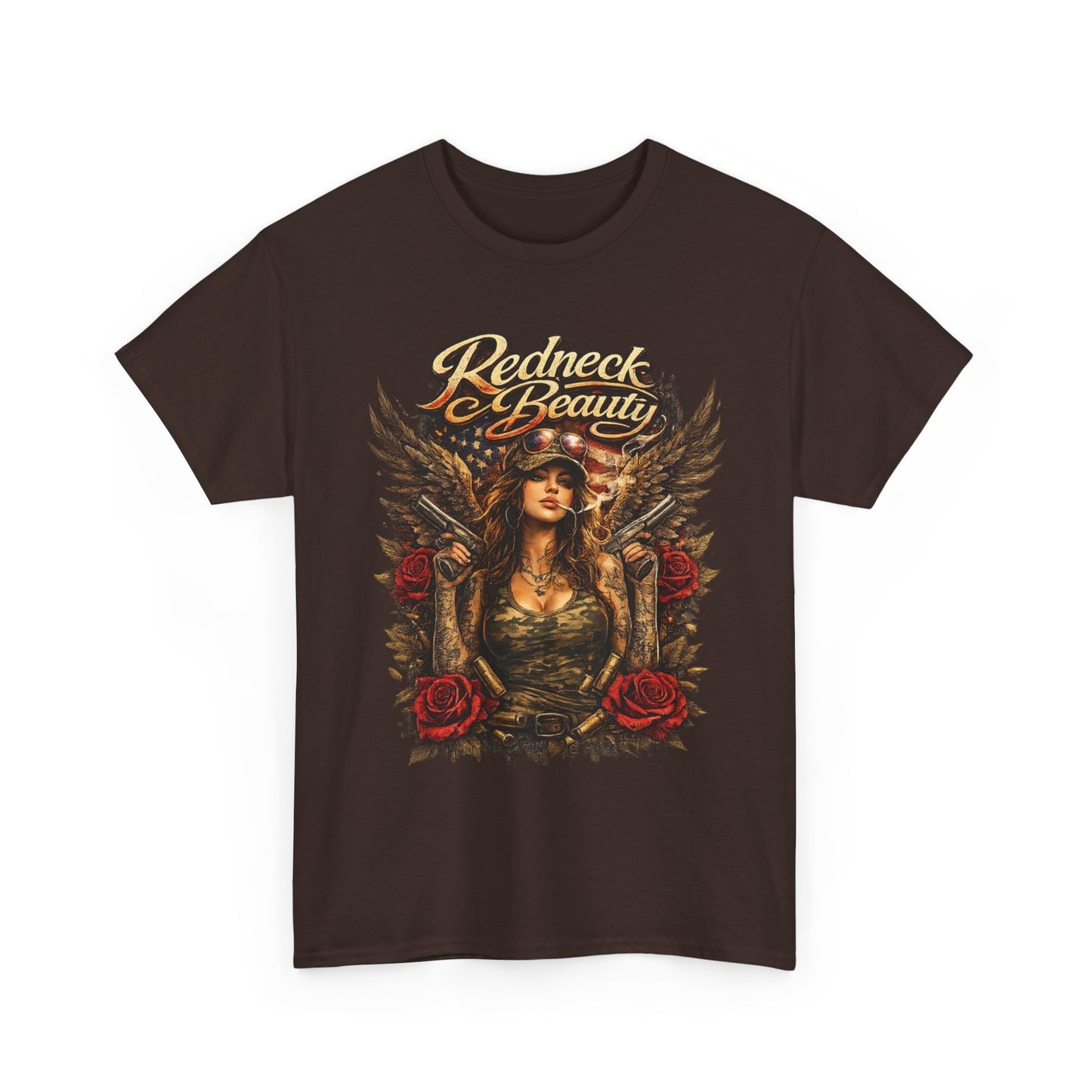 REDNECK BEAUTY WOMEN’S T-SHIRT | BADASS LADIES GRAPHIC TEE | COUNTRY GIRL APPAREL | BOLD AMERICAN STYLE SHIRT