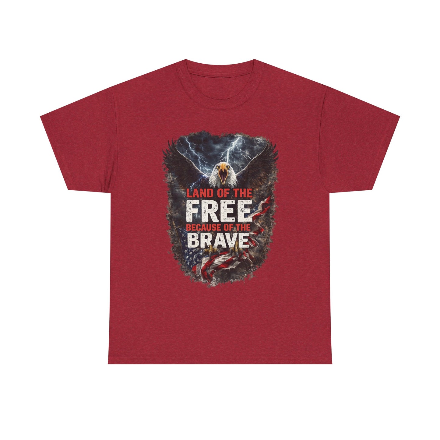 LAND OF THE FREE BECAUSE OF THE BRAVE – Patriotic Eagle T-Shirt