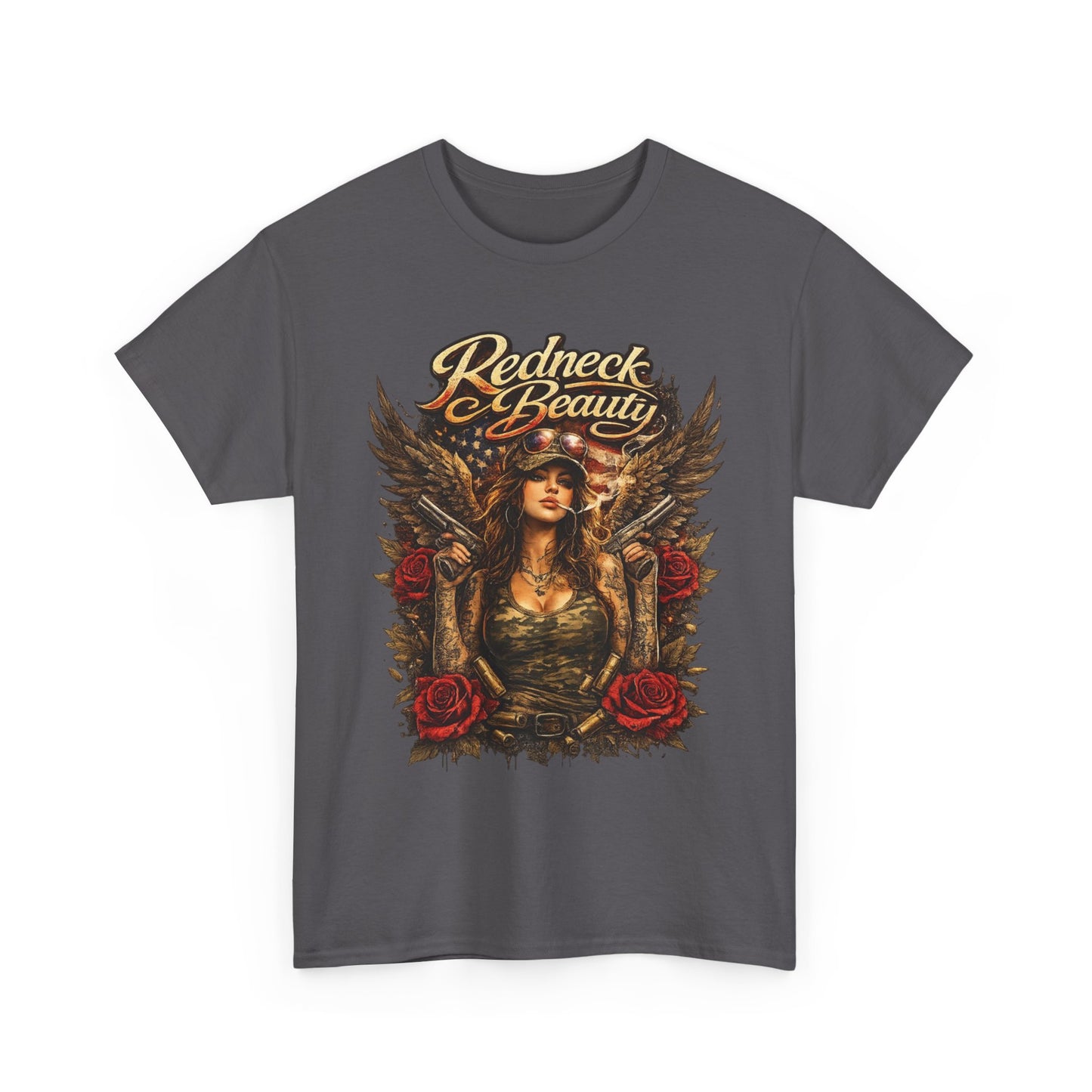 REDNECK BEAUTY WOMEN’S T-SHIRT | BADASS LADIES GRAPHIC TEE | COUNTRY GIRL APPAREL | BOLD AMERICAN STYLE SHIRT