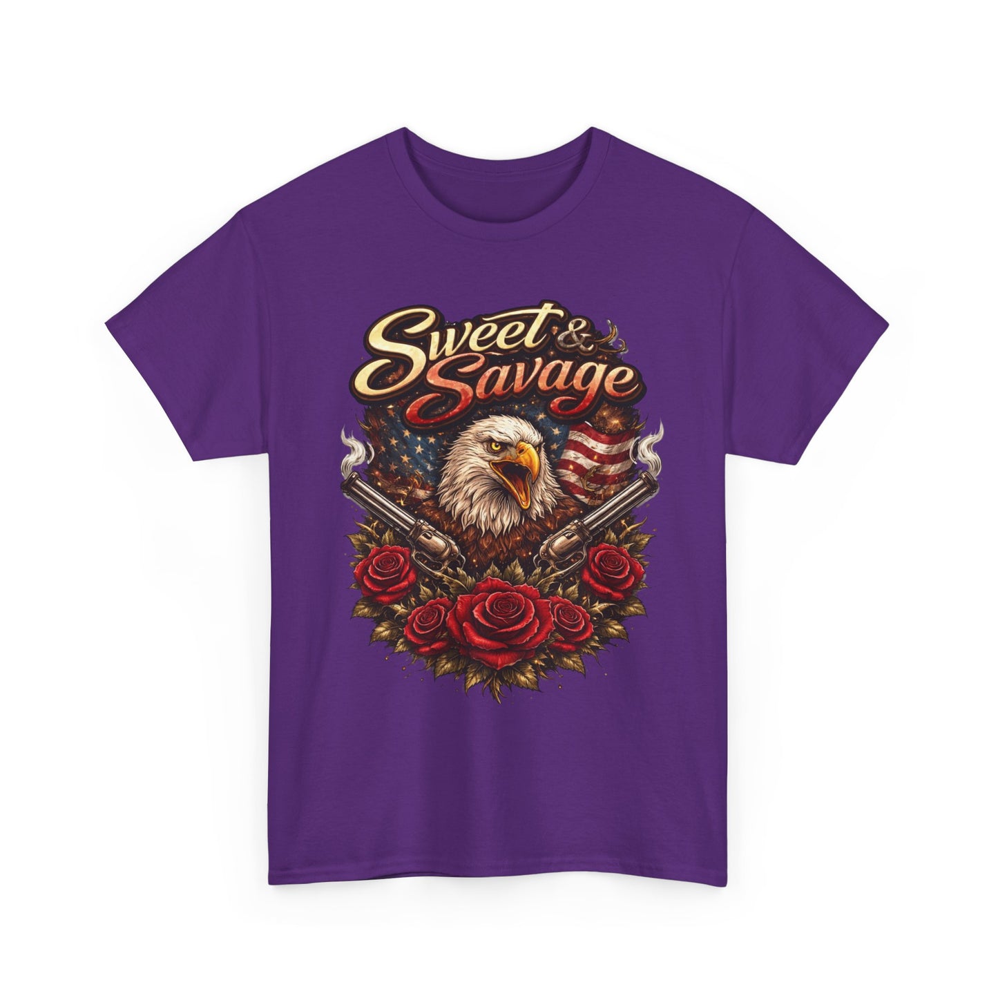 SWEET & SAVAGE WOMEN’S T-SHIRT | PATRIOTIC EAGLE GRAPHIC TEE | BOLD AMERICAN PRIDE SHIRT
